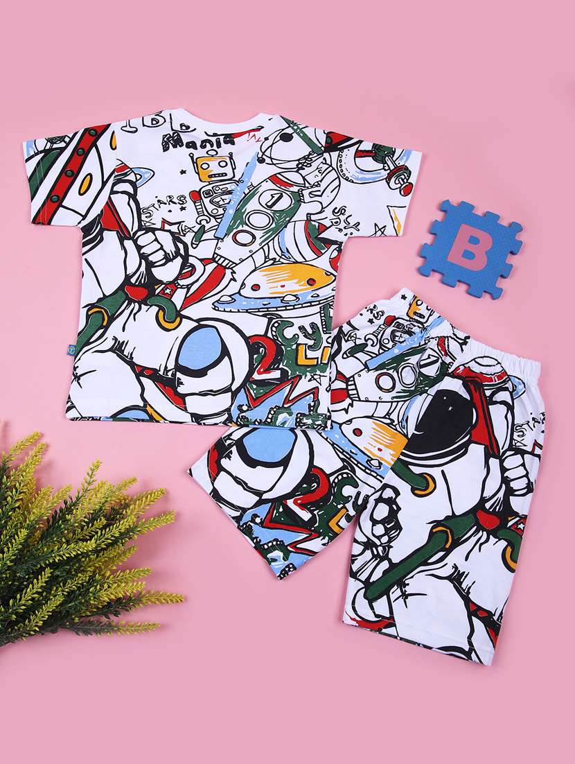 boys printed t-shirt & shorts co-ords set - 21737796 -  Standard Image - 1