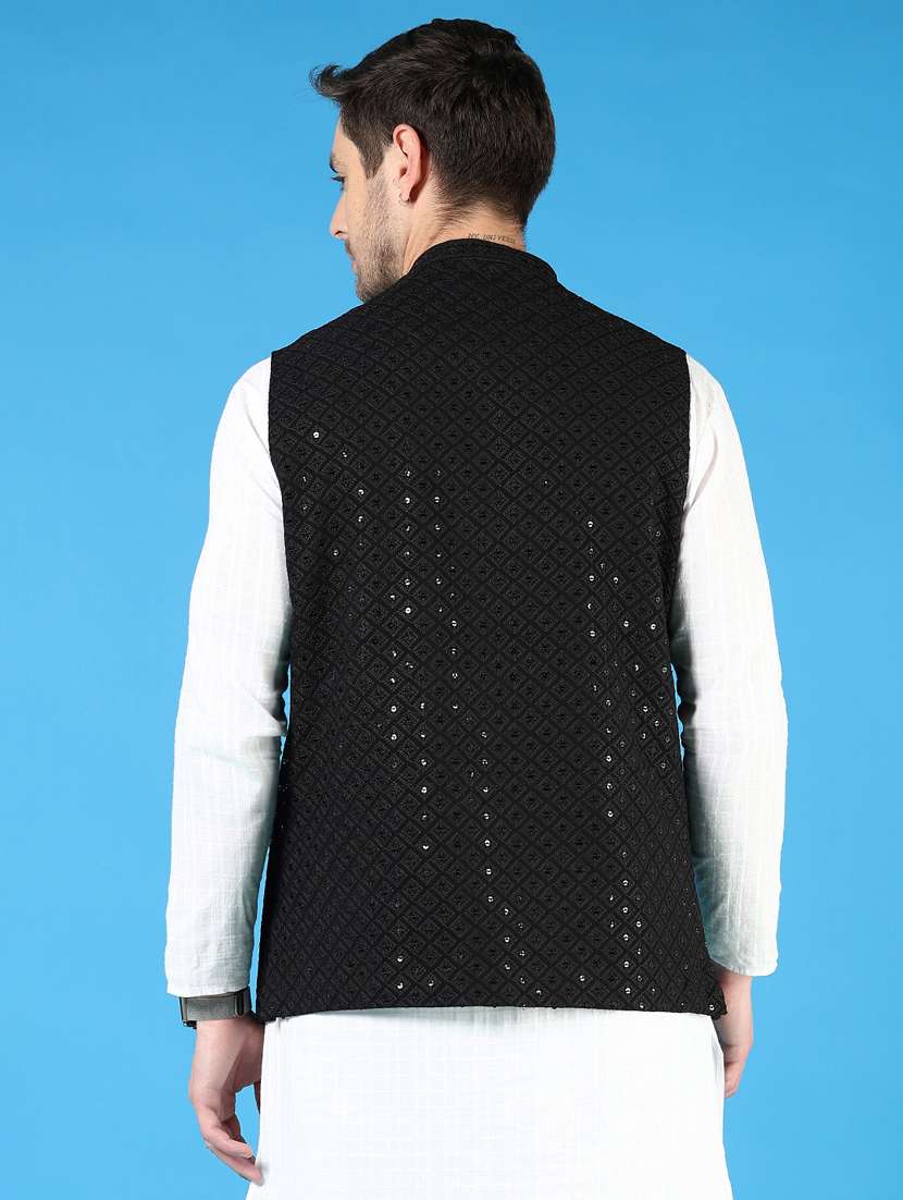 men embroidered sleeveless nehru jacket - 21737797 -  Standard Image - 4