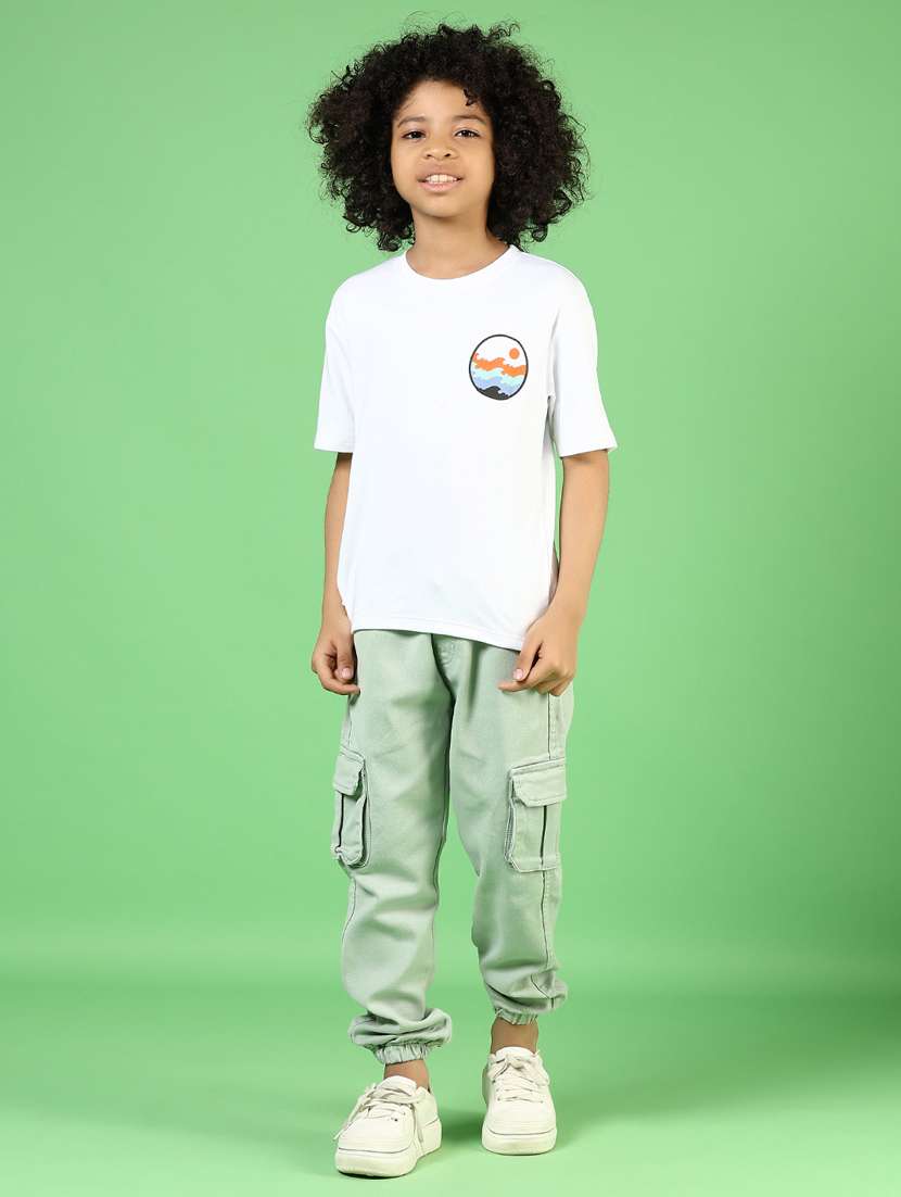boys white front & back print round neck t-shirt - 21737799 -  Standard Image - 4