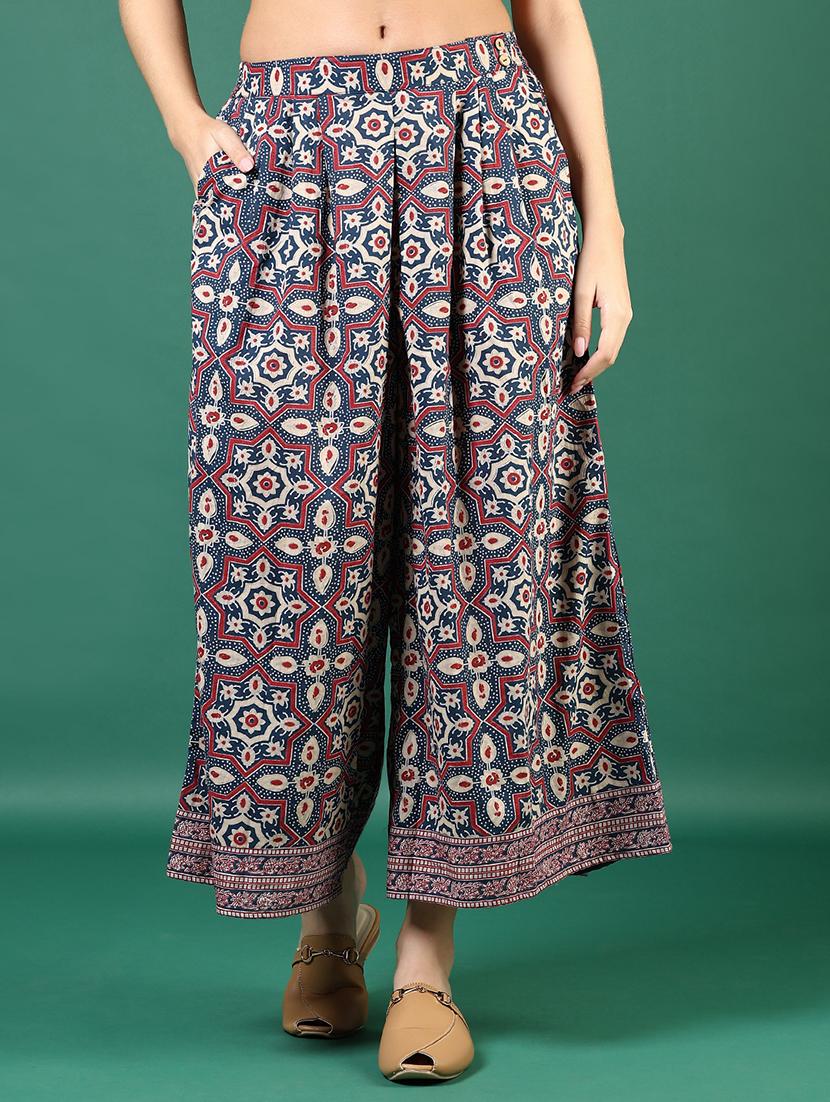 women printed mid rise flared palazzo - 21737821 - Zoom Image - 0