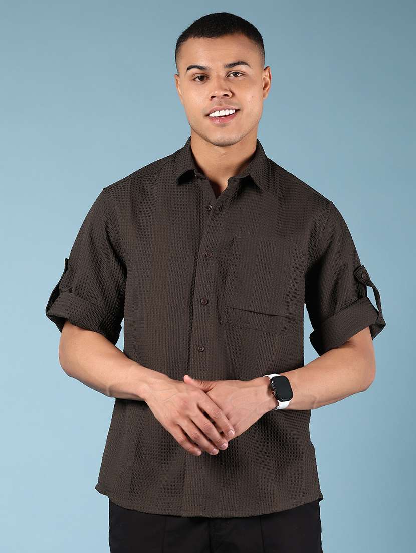 men self design long sleeve regular fit casual shirt - 21737826 -  Standard Image - 1