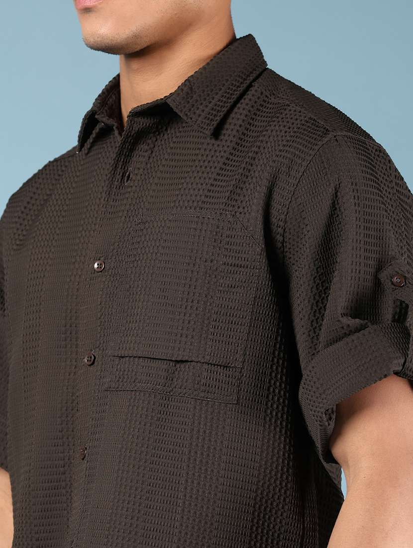 men self design long sleeve regular fit casual shirt - 21737826 -  Standard Image - 4