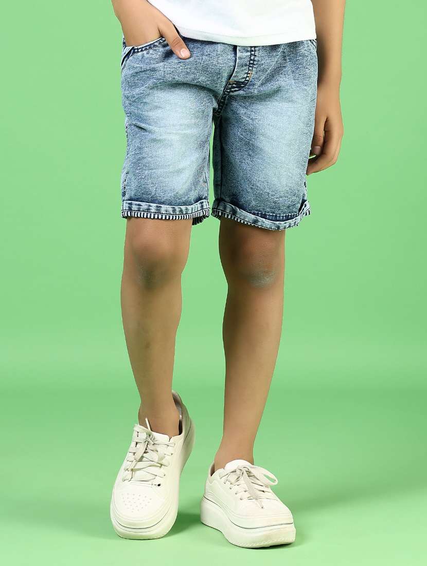 boys solid mid rise denim shorts - 21737828 -  Standard Image - 1