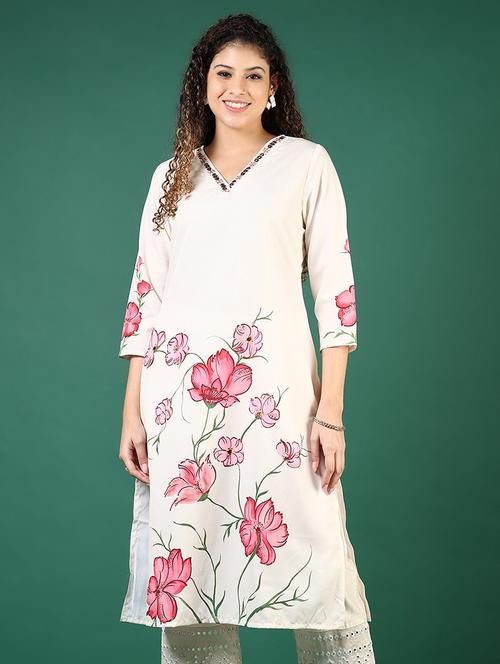 women floral printed v neck straight kurta - 21737832 -  Standard Image - 0