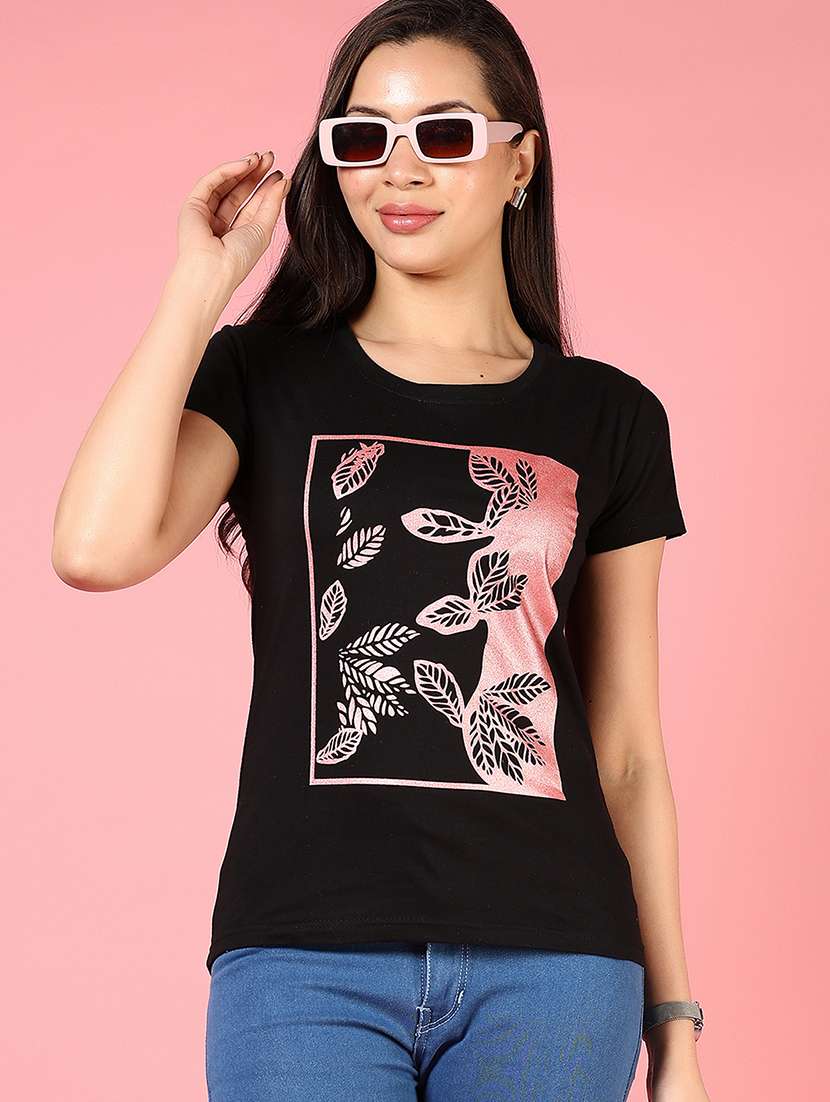women front print short sleeve t-shirt - 21737841 - Standard Image - 1
