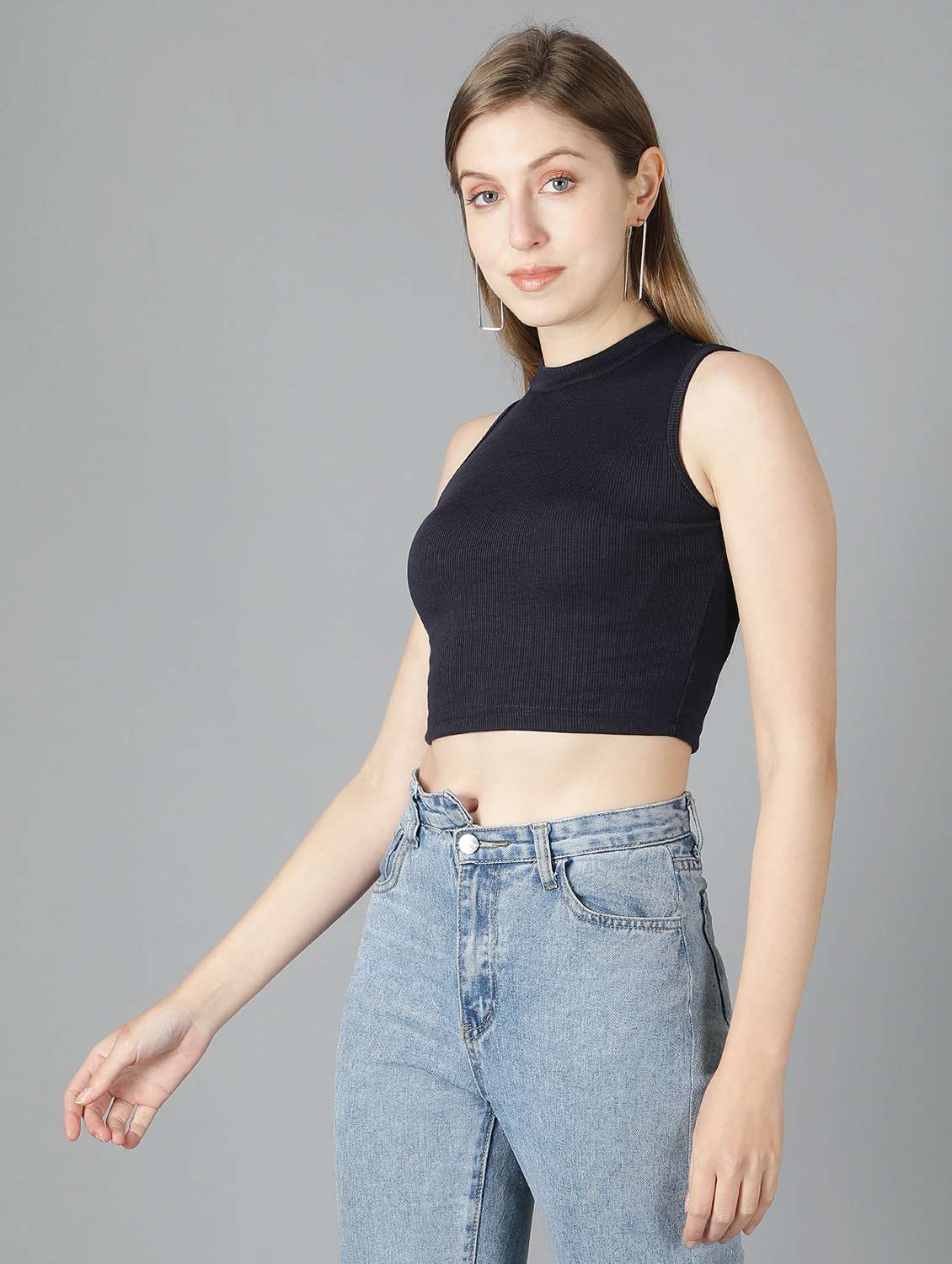 women plain sleeveless croped tank top  - 21738026 -  Standard Image - 1