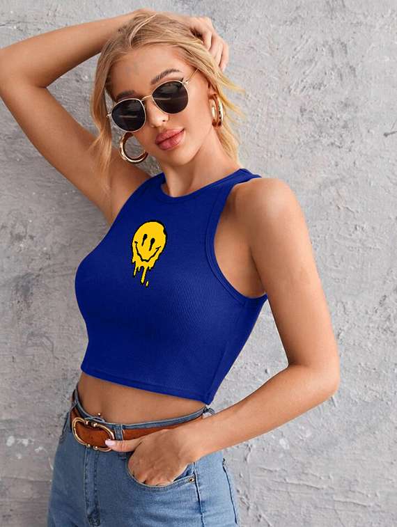 women printed sleeveless crop top  - 21738065 -  Standard Image - 1