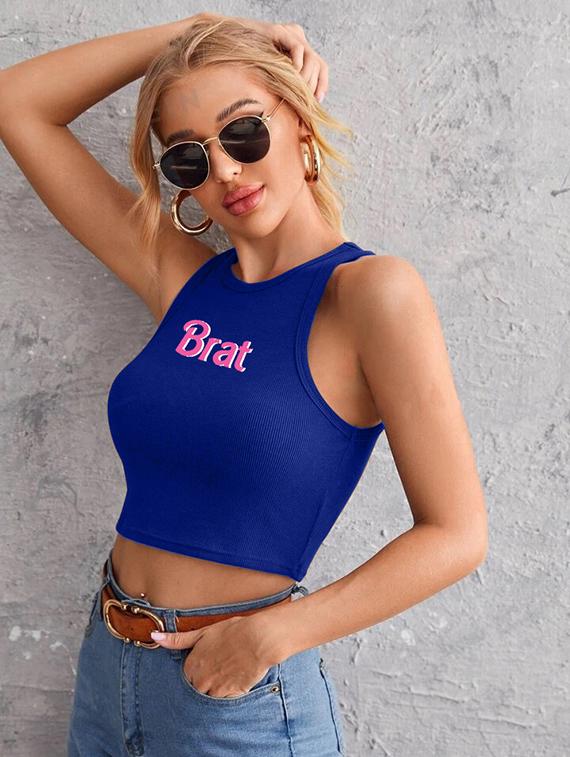 women printed sleeveless crop top - 21738078 - Standard Image - 1