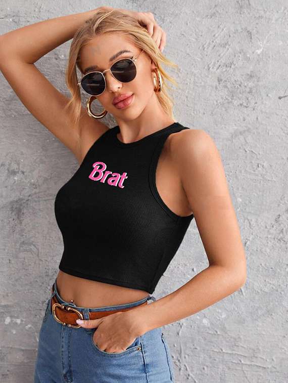 women printed sleeveless crop top  - 21738079 -  Standard Image - 1