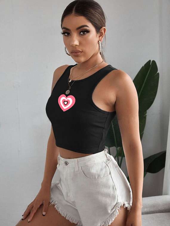 women printed sleeveless crop top  - 21738106 -  Standard Image - 1