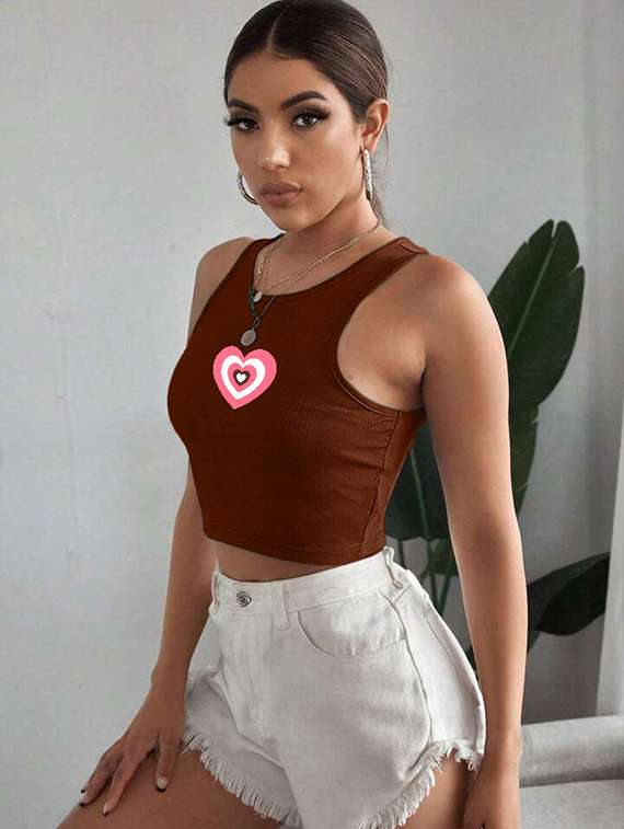 women printed sleeveless crop top  - 21738111 -  Standard Image - 1