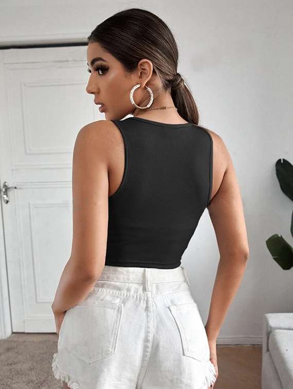 women printed sleeveless crop top  - 21738150 -  Standard Image - 1