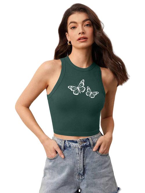 women printed sleeveless crop top - 21738205 - Standard Image - 0