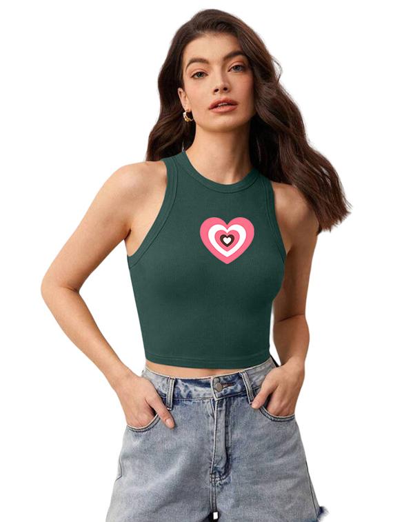 women printed sleeveless crop top - 21738217 - Zoom Image - 0