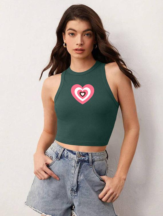 women printed sleeveless crop top - 21738217 - Standard Image - 1