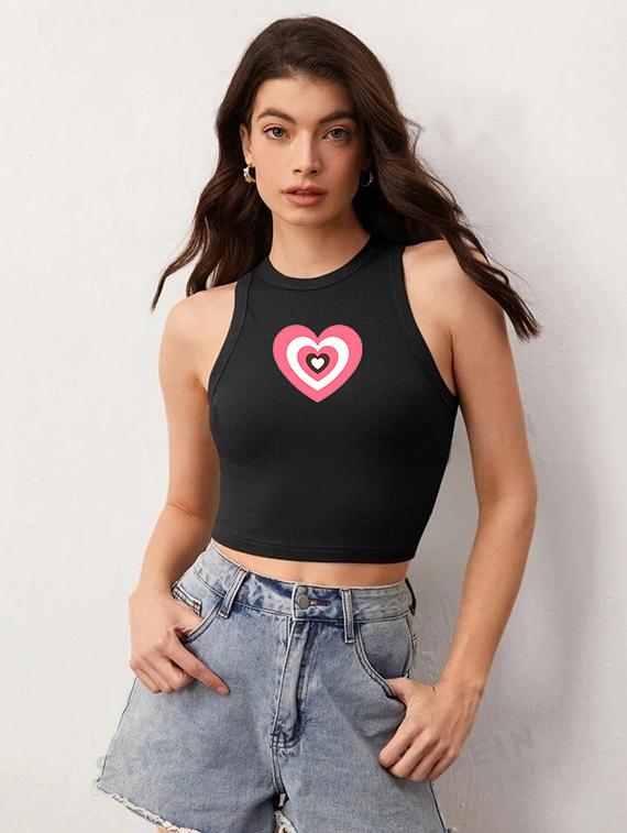 women printed sleeveless crop top - 21738218 - Standard Image - 1