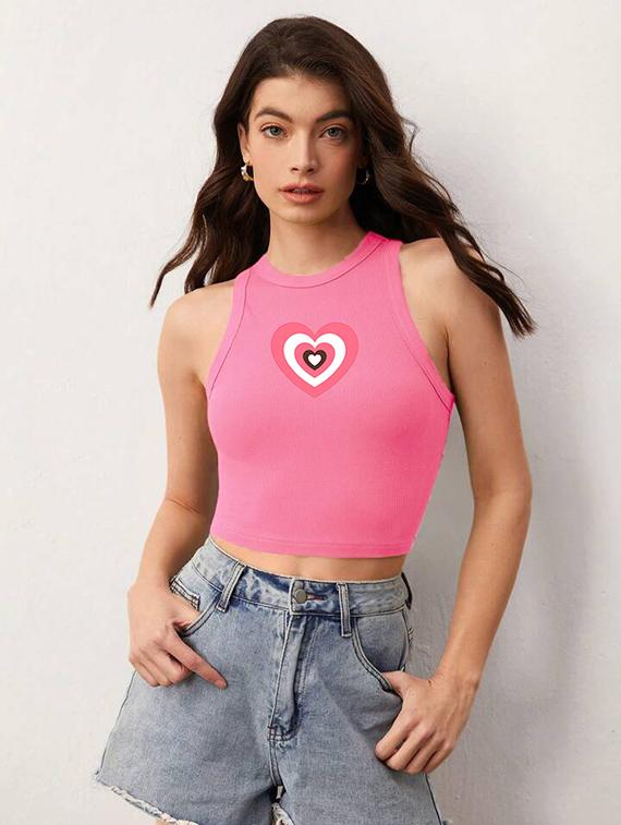 women printed sleeveless crop top - 21738220 - Standard Image - 1
