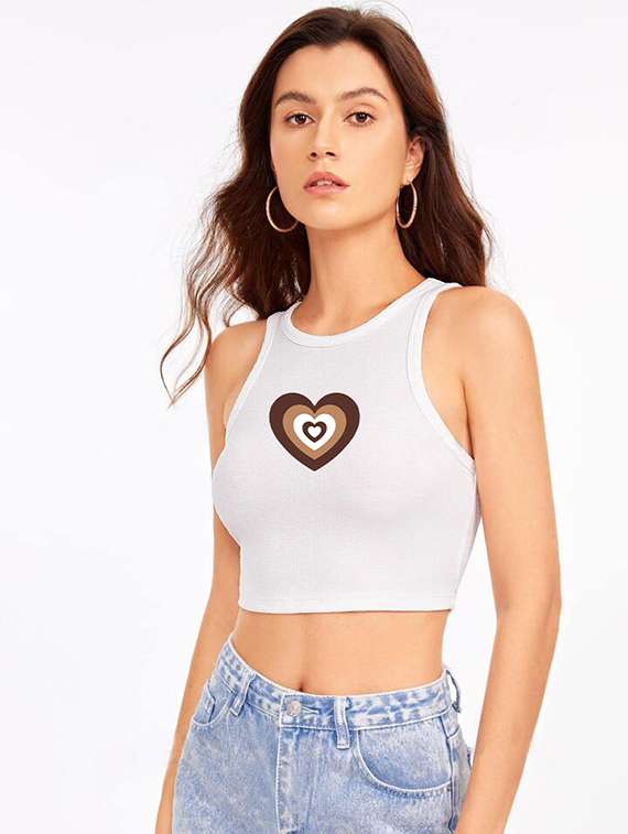 women printed sleeveless crop top  - 21738228 -  Standard Image - 1