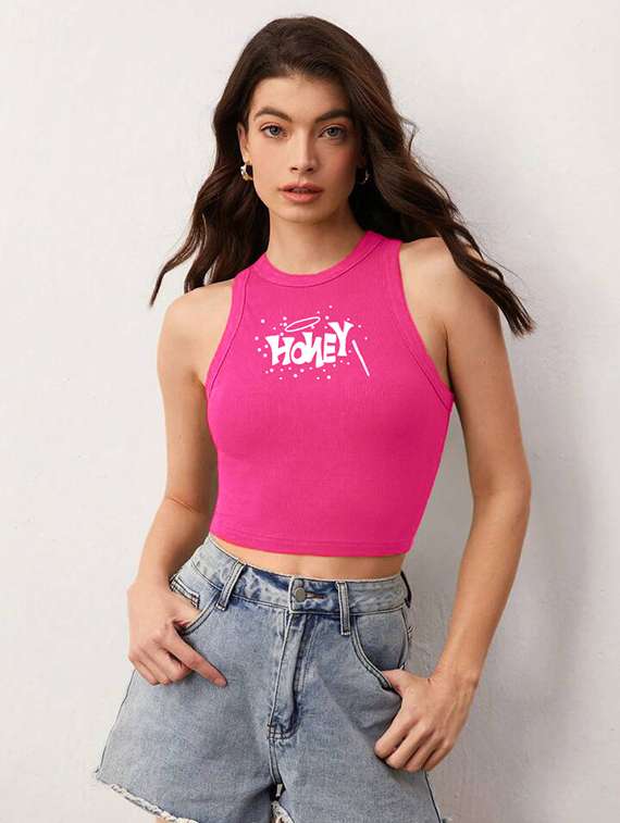 women printed sleeveless crop top  - 21738237 -  Standard Image - 1