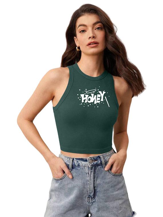 women printed sleeveless crop top - 21738238 - Zoom Image - 0