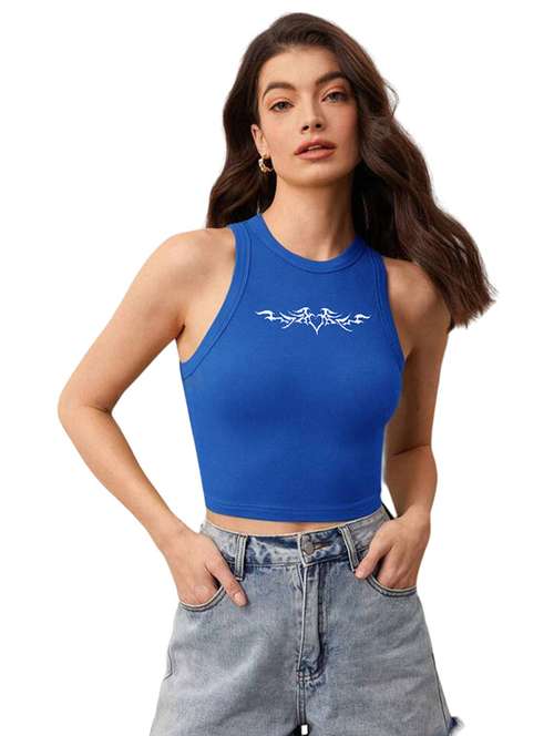 women printed sleeveless crop top - 21738242 - Standard Image - 0