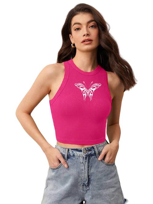 women printed sleeveless crop top - 21738248 - Standard Image - 0