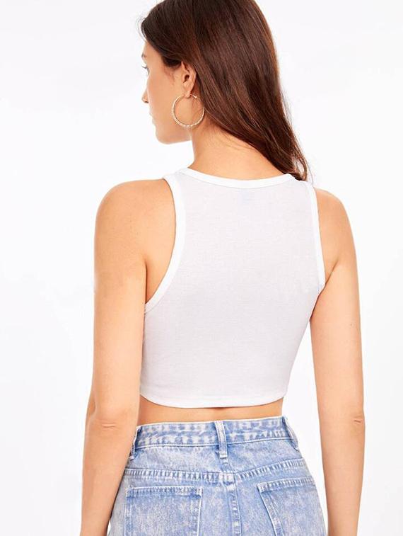 women printed sleeveless crop top  - 21738249 -  Standard Image - 1