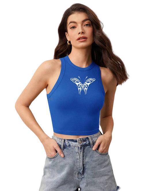 women printed sleeveless crop top - 21738251 - Standard Image - 0