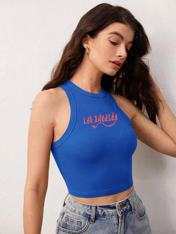 women printed sleeveless crop top - 21738258 - Standard Image - 1