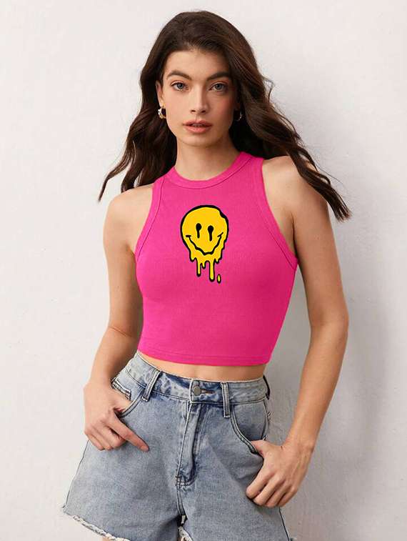 women printed sleeveless crop top  - 21738265 -  Standard Image - 1