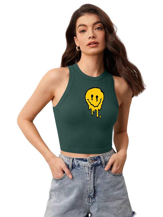 women printed sleeveless crop top - 21738266 - Zoom Image - 0