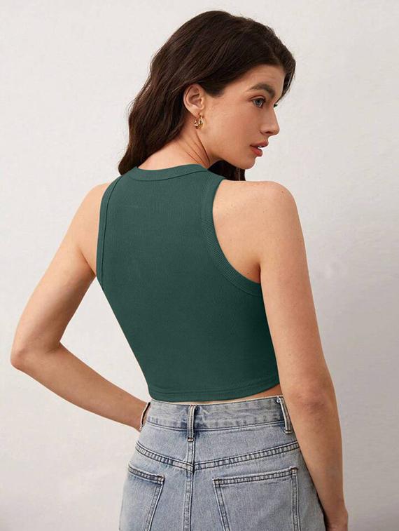 women printed sleeveless crop top - 21738266 - Standard Image - 1
