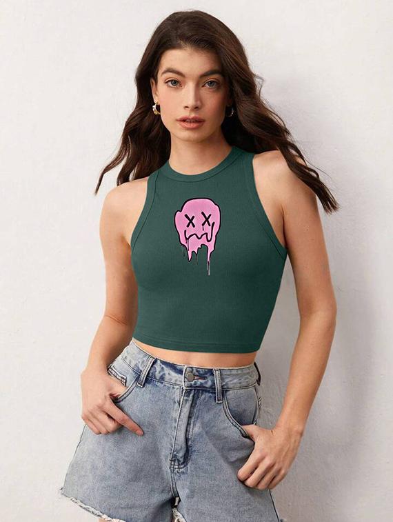 women printed sleeveless crop top  - 21738275 -  Standard Image - 1