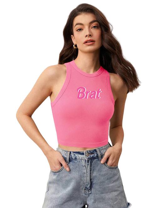 women printed sleeveless crop top - 21738286 - Standard Image - 0