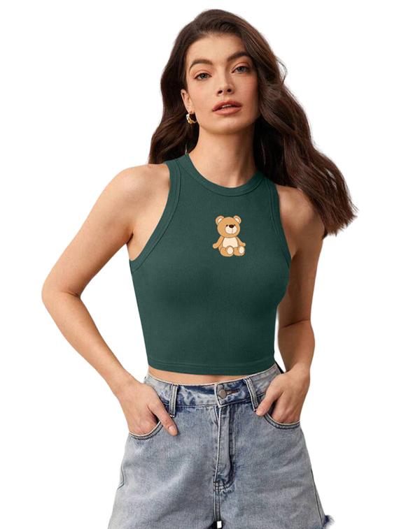 women printed sleeveless crop top - 21738293 - Zoom Image - 0