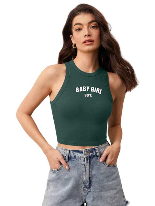 women printed sleeveless crop top - 21738301 - Standard Image - 0