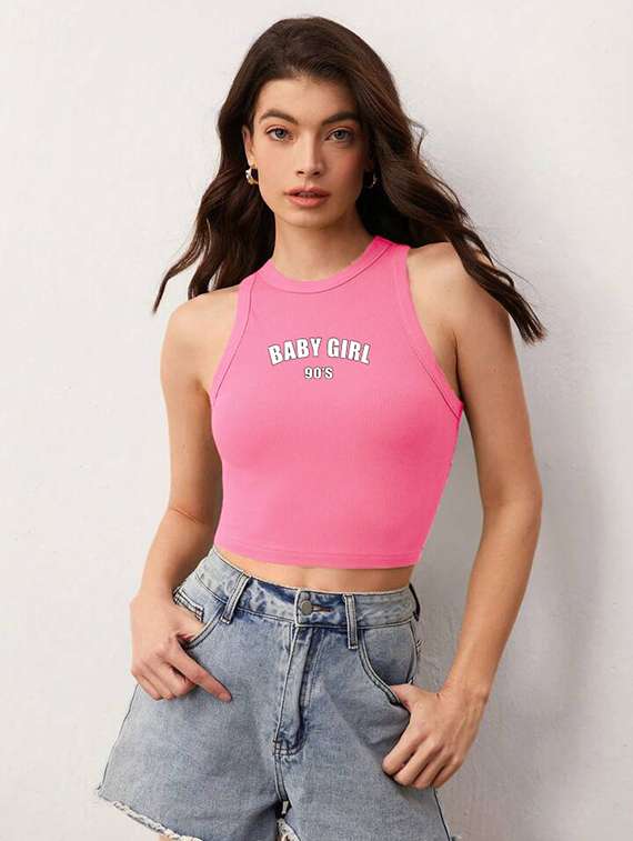 women printed sleeveless crop top  - 21738302 -  Standard Image - 1
