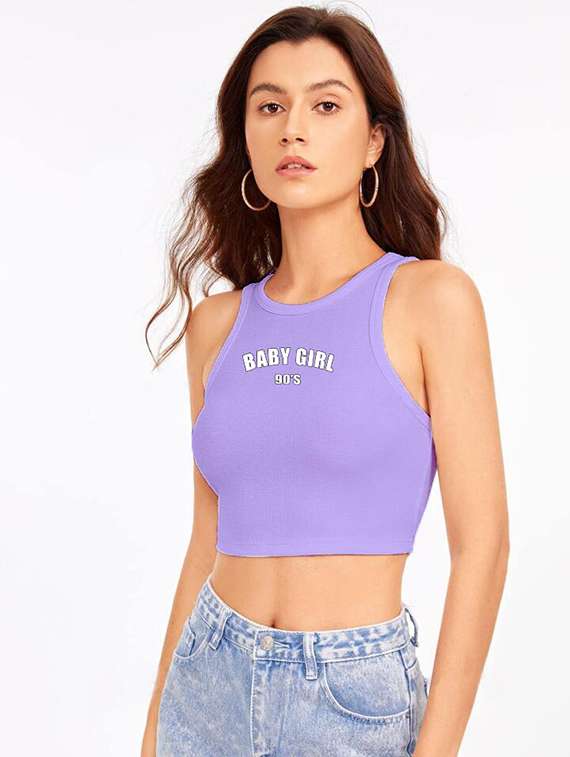 women printed sleeveless crop top  - 21738304 -  Standard Image - 1