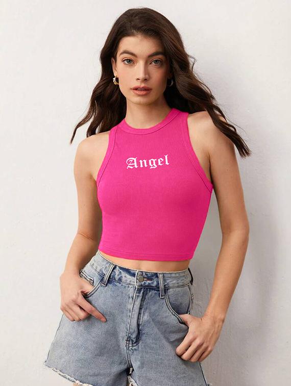 women printed sleeveless crop top - 21738310 - Standard Image - 1