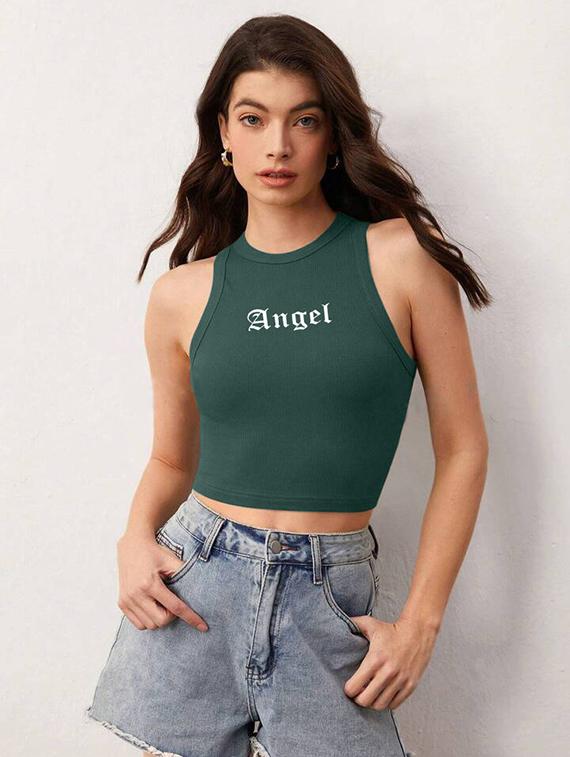 women printed sleeveless crop top - 21738311 - Standard Image - 1