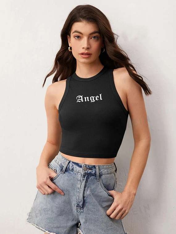 women printed sleeveless crop top  - 21738313 -  Standard Image - 1