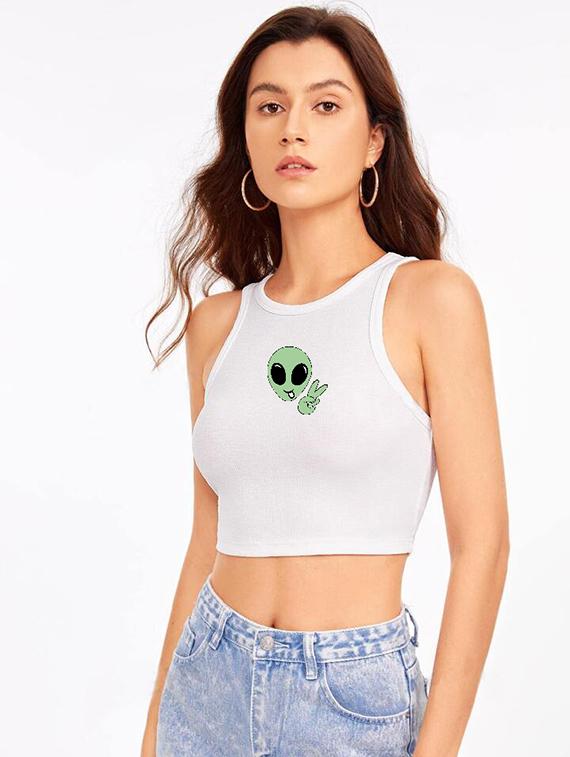 women printed sleeveless crop top  - 21738320 -  Standard Image - 1