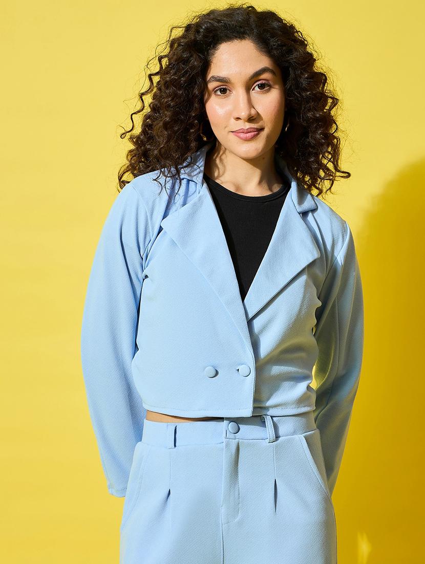 women solid crop formal blazer - 21738373 - Zoom Image - 0