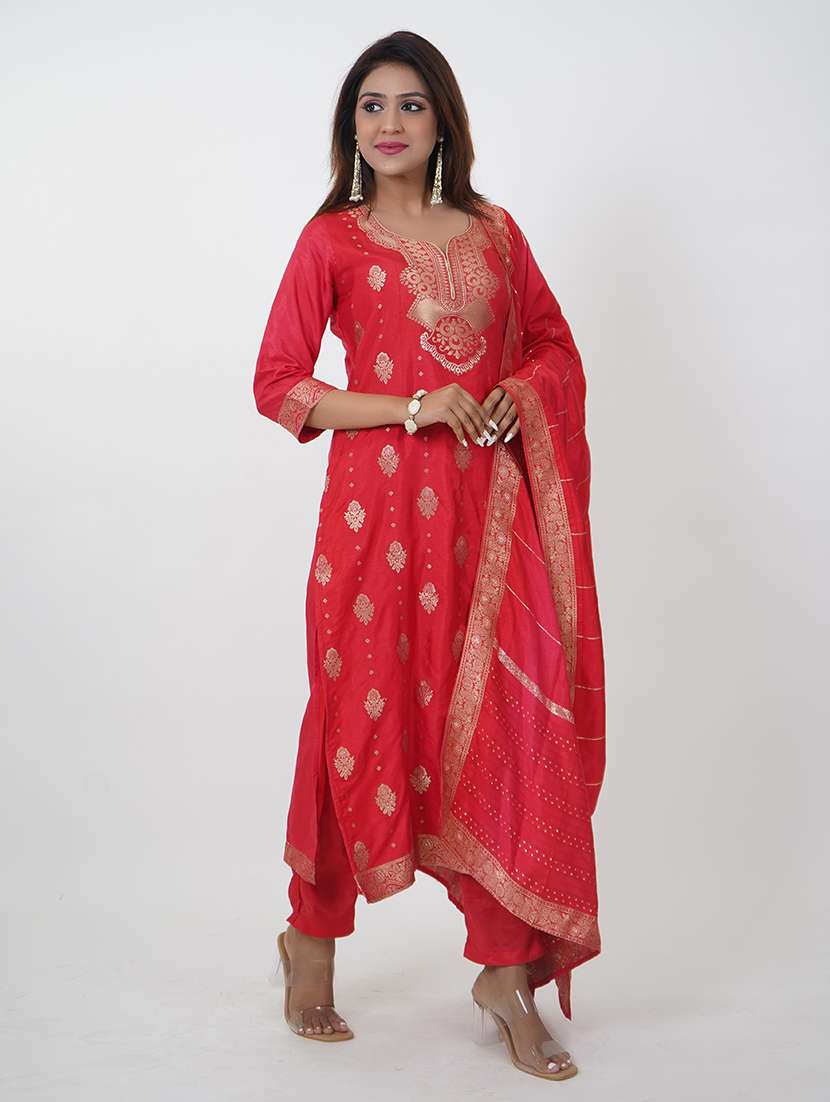 women embroidered kurta pant with dupatta set - 21738399 -  Standard Image - 1