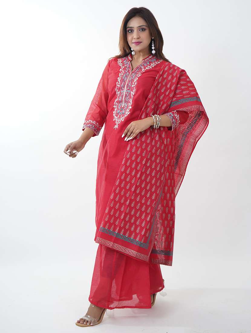 women embroidered kurta palazzo set with duaptta - 21738418 -  Standard Image - 1