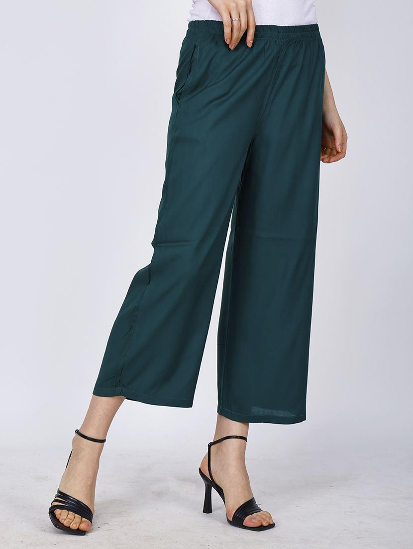 women teal solid straight palazzo - 21738433 - Standard Image - 1