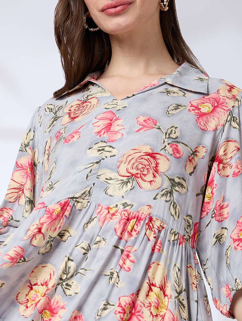 women floral three quarter sleeve tiered dress - 21738646 -  Standard Image - 4