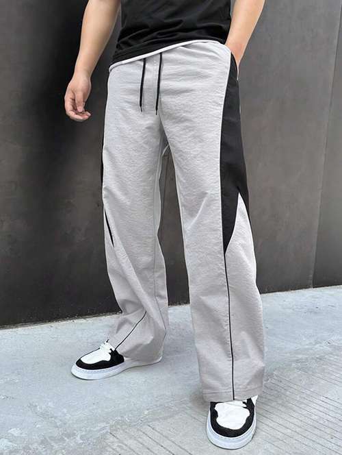 men color blocked relaxed fit full length track pant - 21738677 - Standard Image - 0