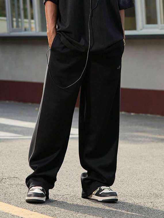 men color blocked relaxed fit full length track pant