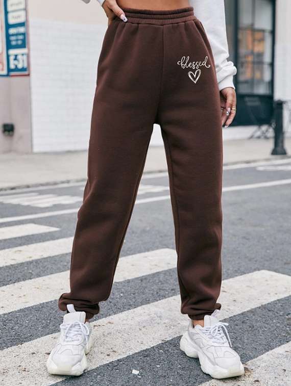 women printed high rise joggers